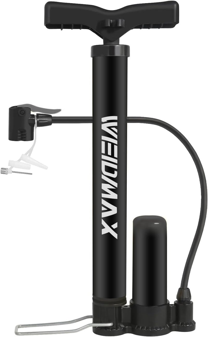 WEIDMAX Bike Pump Portable, Bike Tire Inflator, Bicycle Hand Air Pump with Presta and Schrader, Ball Pump Inflator Bicycle Floor Pump Suitable for Baby Stroller Tires, Balls, Road and Mountain Bikes - Image 1